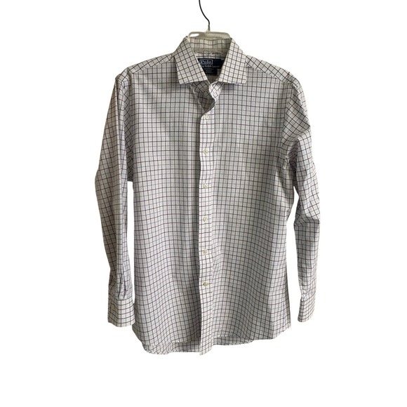 Polo Ralph Lauren Other - Polo Ralph Lauren Men's Custom Fit Dress Shirt 16 32/33 White Blue Windowpane